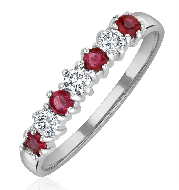 Ruby 0.30ct And Diamond 9K White Gold Ring