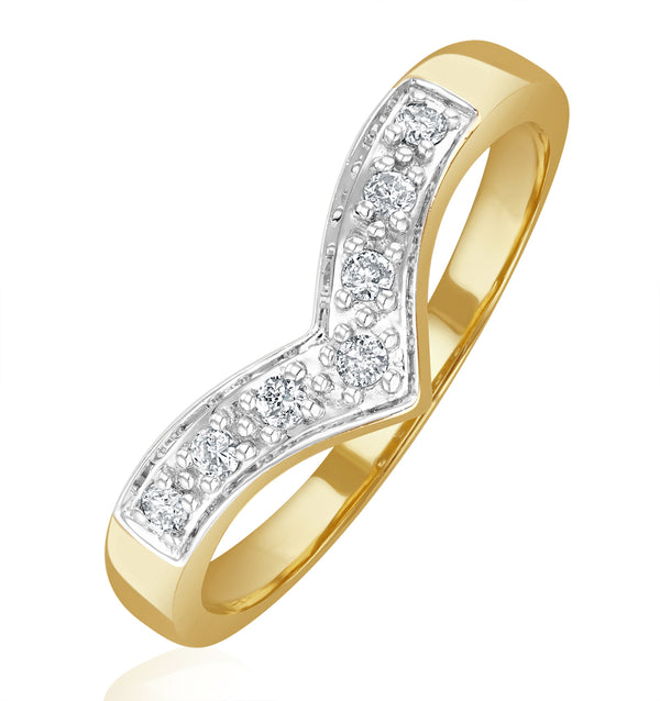 Diamond 0.11ct 9K Yellow Gold Wishbone Ring