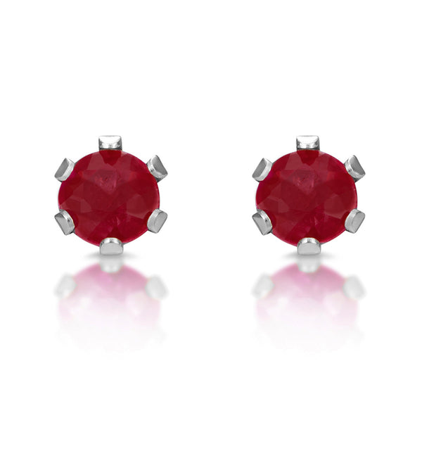 Ruby 3 x 3mm 9K White Gold Stud Earrings
