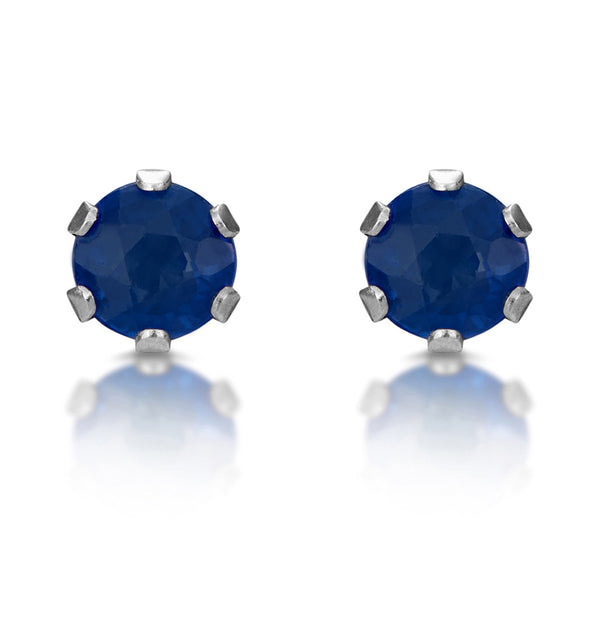 Sapphire 3mm 9K White Gold Stud Earrings
