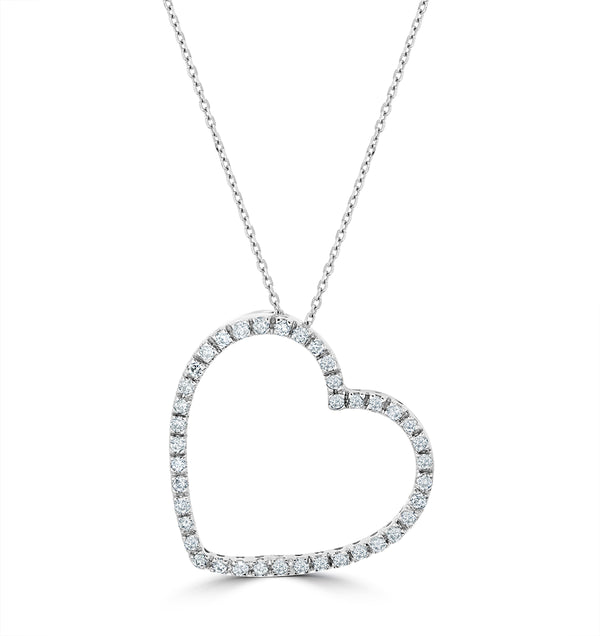 Heart Pendant Necklace 0.30ct Diamond 9K White Gold