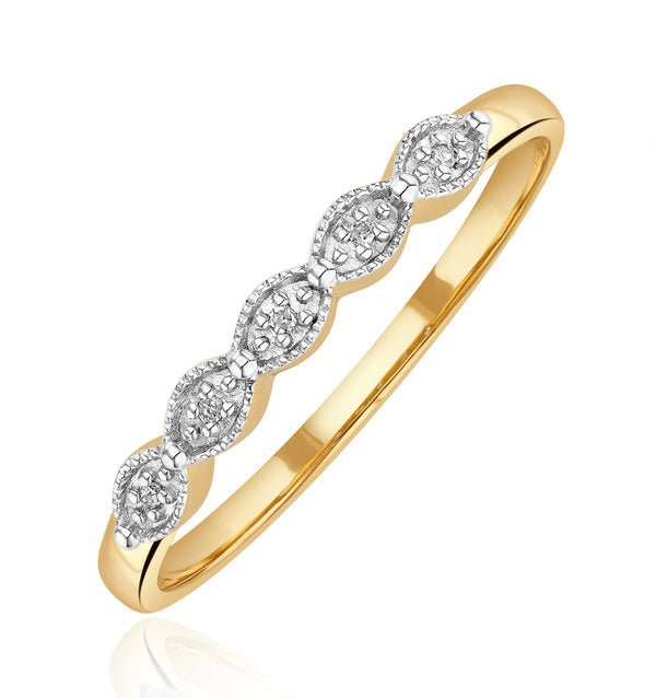 Half Eternity Ring 0.02CT Diamond 9K Yellow Gold