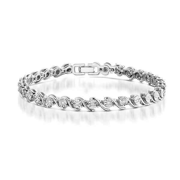 0.19ct Diamond and Silver Twist Bracelet - UD3241
