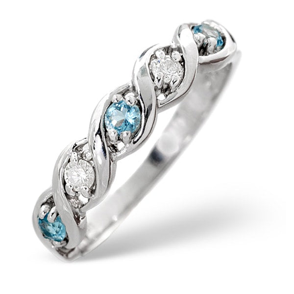 Blue Topaz 0.18CT And Diamond 925 Sterling Silver Ring