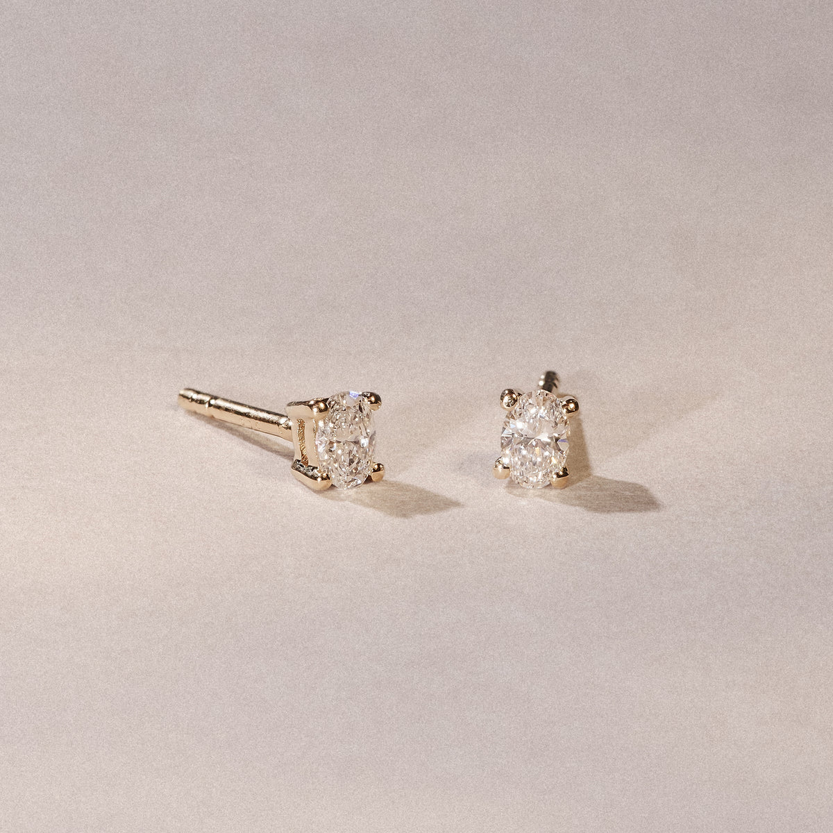 Naomi Oval Cut Lab Diamond Stud Earrings 0.50ct H/SI in 9K Gold