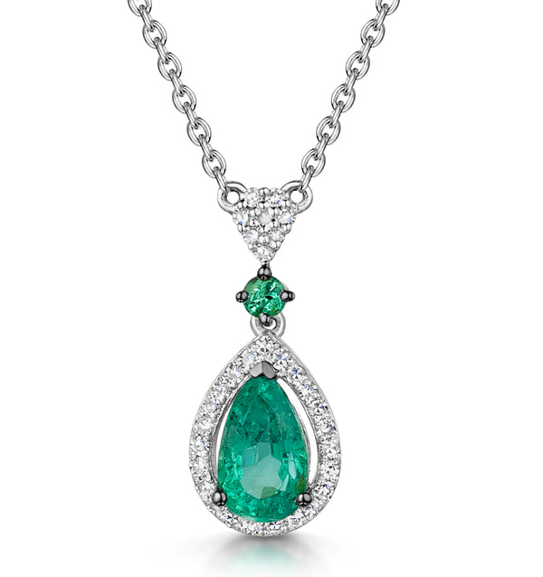 Emerald and Diamond Stellato Necklace 0.13ct in 9K White Gold