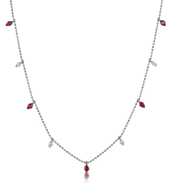 Ruby and Diamond Necklace in 18K White Gold - Vivara Collection