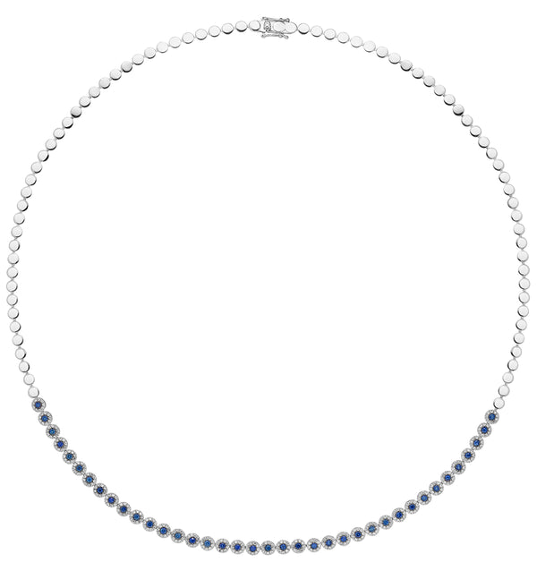 1.09ct Sapphire and Diamond Stellato Necklace in 9K White Gold