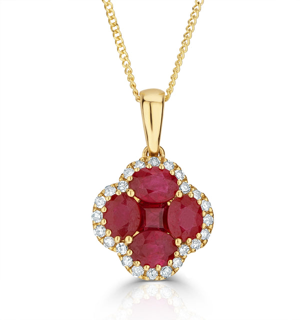 Ruby 1.34ct and Diamond 18K Yellow Gold Alegria Necklace