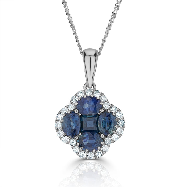 Sapphire 1.08ct And Diamond 18K White Gold Alegria Necklace