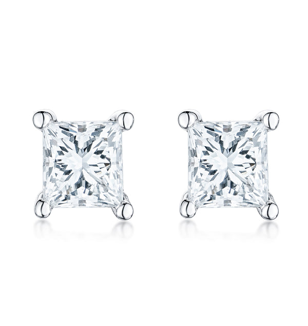 Princess Cut 1ct Lab Diamond Stud Earrings in 9K White Gold