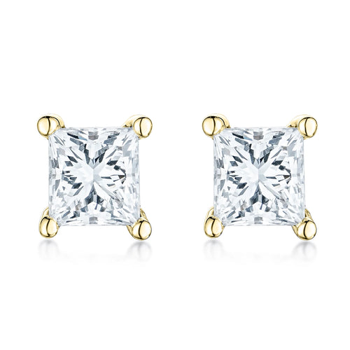 Princess Cut Lab Diamond Stud Earrings 0.30ct in 9K Gold