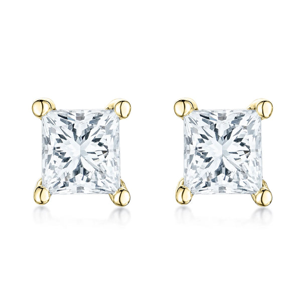 Princess Cut Lab Diamond Stud Earrings 0.20ct in 9K Gold