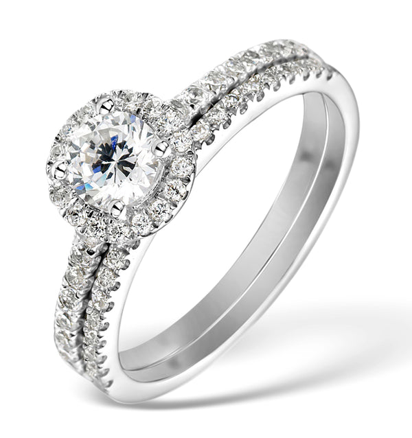 Matching Lab Diamond Engagement and Wedding Ring 1ct VS1 18K White Gold