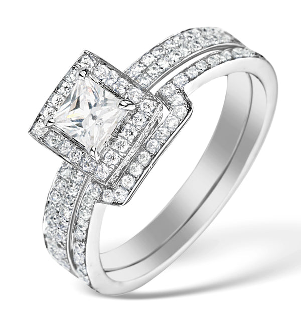 Matching Lab Diamond Engagement and Wedding Ring 1ct VS1 18K White Gold