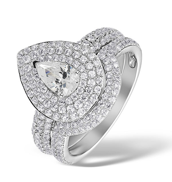 Matching Lab Diamond Engagement - Wedding Ring 1.50ct SI 18K White Gold