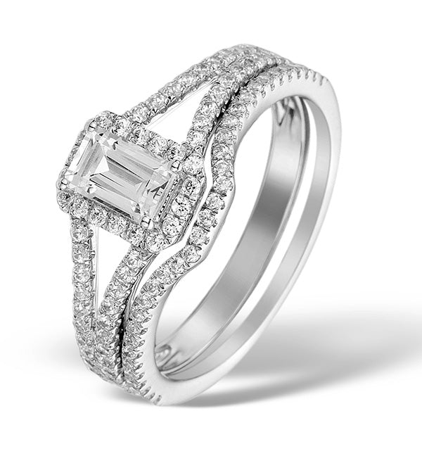 Matching Lab Diamond Engagement and Wedding Ring 1ct SI 18K White Gold