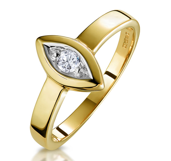 Single Stone Diamond Apsis Ring in 9K Gold