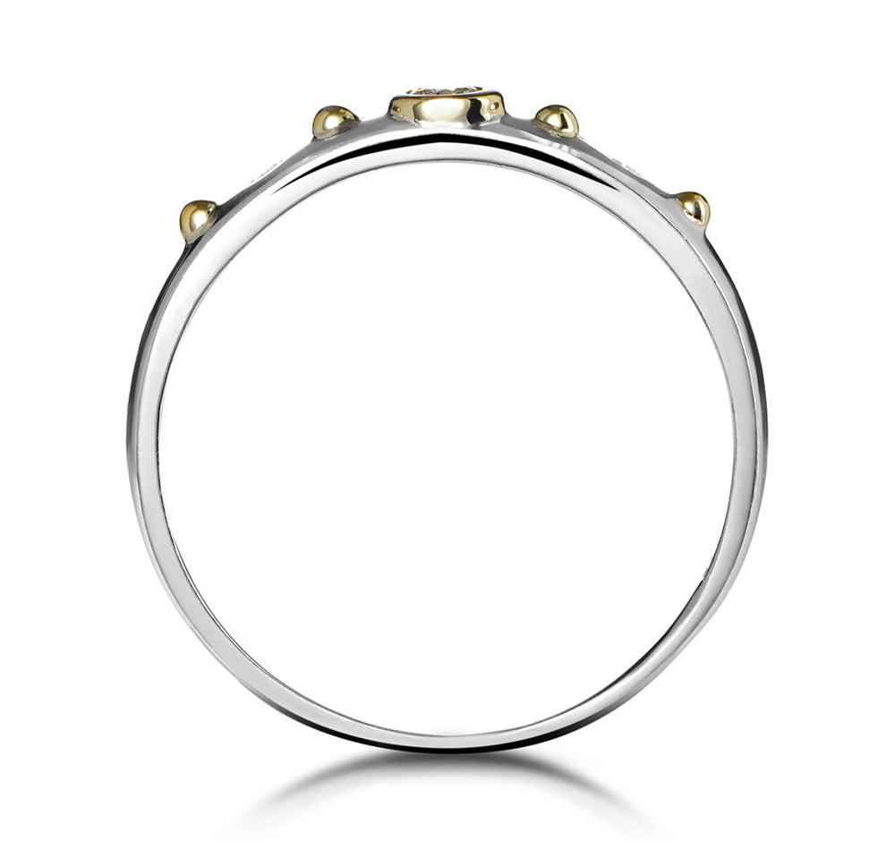 Three Stone Rubover Diamond Set Band in 9K White Gold - SIZE V