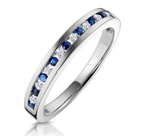 Sapphire 0.12ct And Diamond 9K White Gold Ring