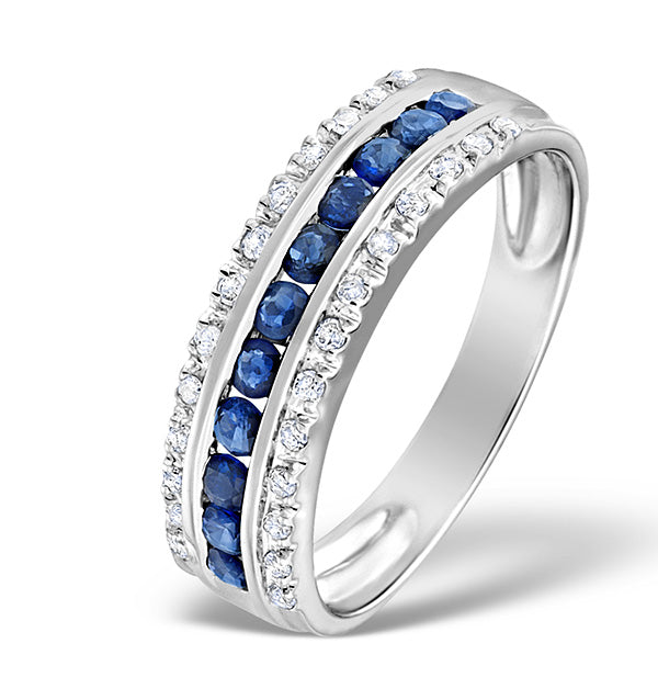 Sapphire 0.16ct And Diamond 0.16ct 9K White Gold Ring