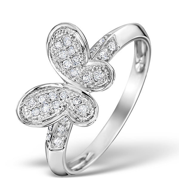 Diamond 0.15ct 9K White Gold Butterfly Ring