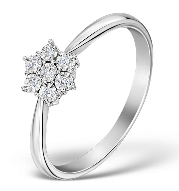 Diamond 0.04ct 9K White Gold Cluster Ring - E5885