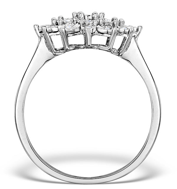 Diamond 0.10ct 9K White Gold Large Cluster Ring SIZE H