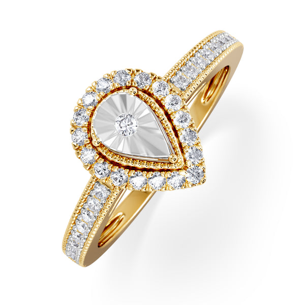Masami Pear Shaped Pave Lab Diamond Engagement Ring 0.15ct 18K Gold Vermeil