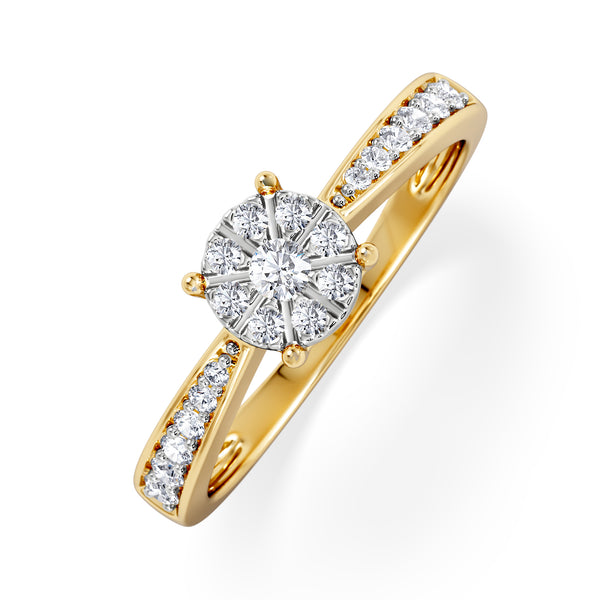 Masami Lab Diamond Engagement Ring 0.20ct Pave Set in 18K Gold Vermeil