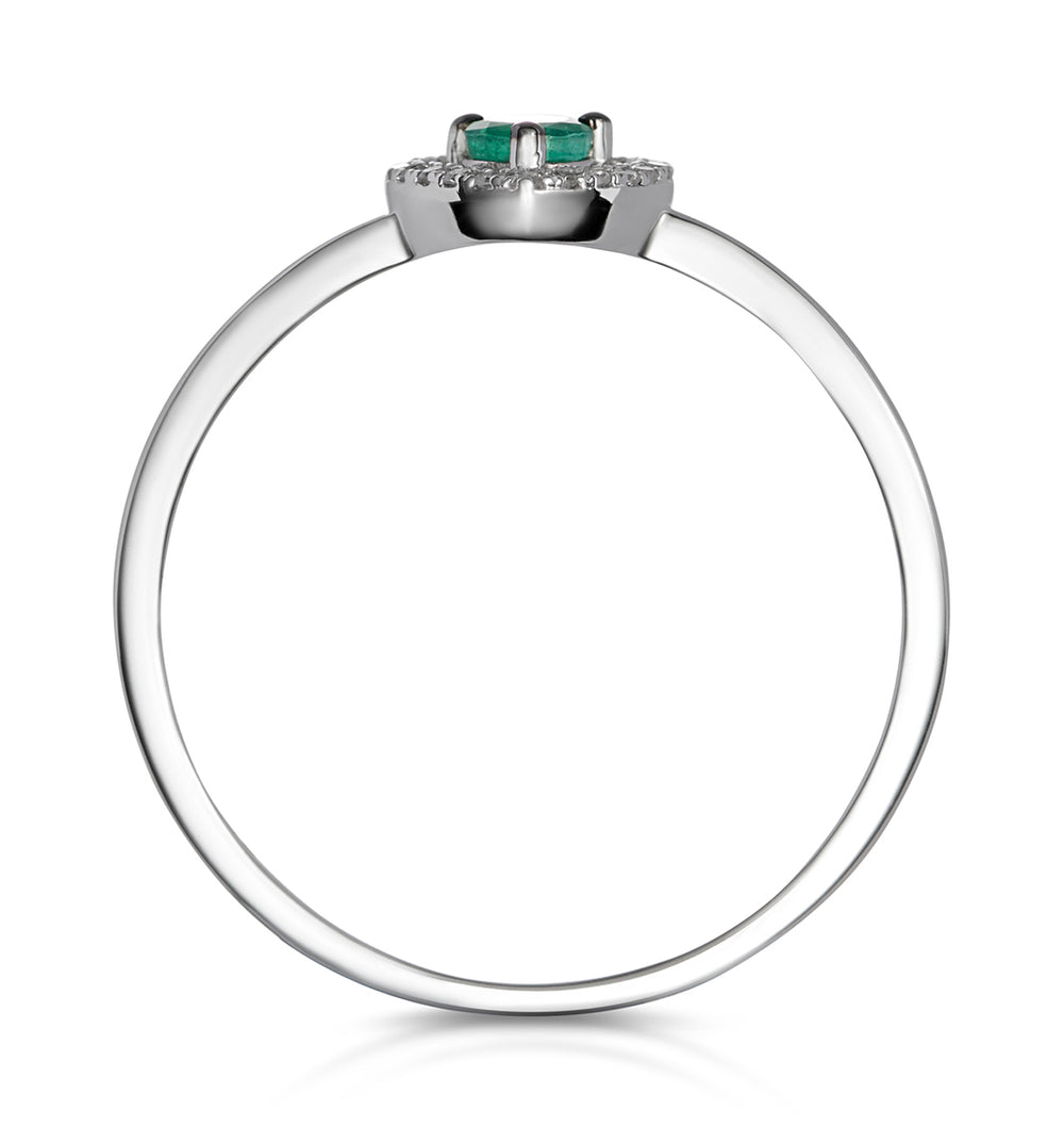 Emerald and Diamond Stellato Heart Ring in 9K White Gold