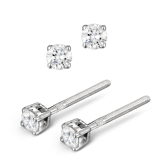 Diamond Earrings 0.20CT Studs G/VS Quality in 18K White Gold - 3mm