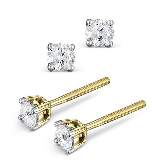 Diamond Stud Earrings 3.4mm 18K Gold - 0.30CT - Premium