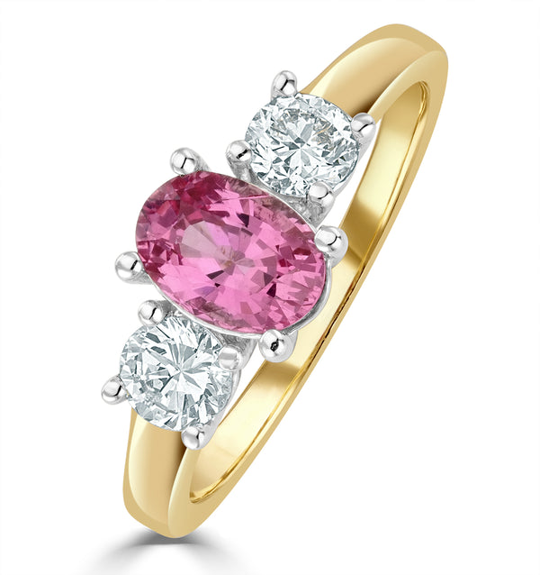 18K Gold 0.50ct H/Si Lab Diamonds G/Vs and 1.00ct Pink Sapphire Ring