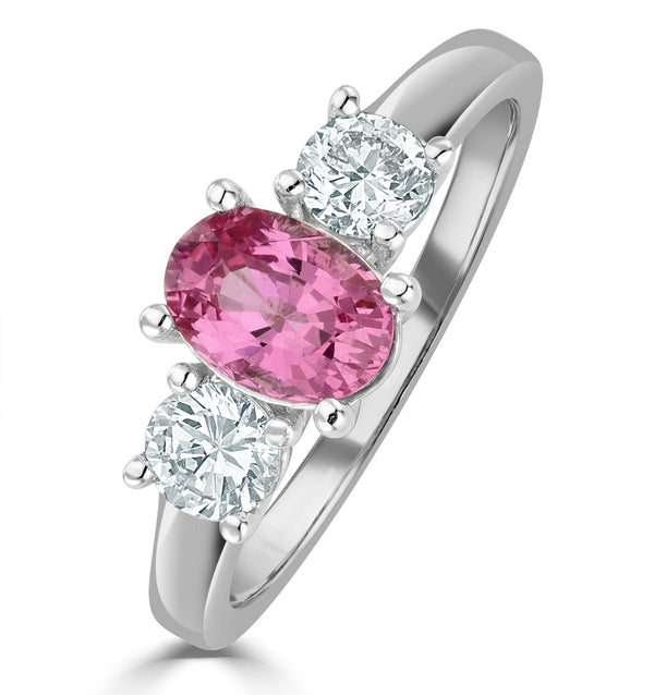 Pink Sapphire 1.00ct and 0.50ct Lab Diamonds G/Vs Platinum Ring