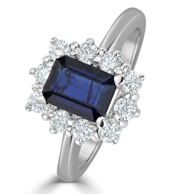 Sapphire 1.15ct And Diamond 0.50ct 18K White Gold Ring