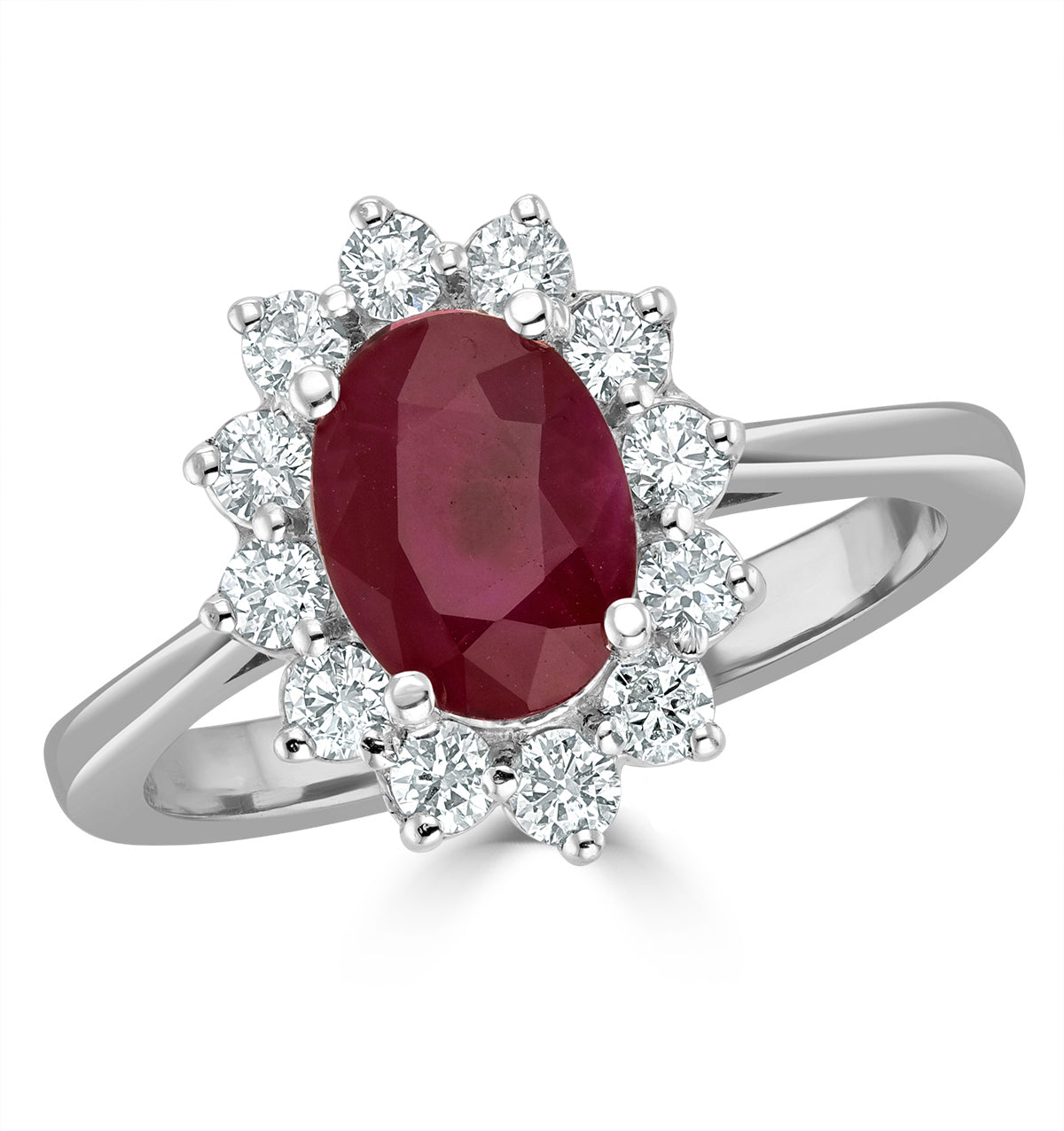 Ruby 1.35ct And Diamond 0.50ct 18K White Gold Ring