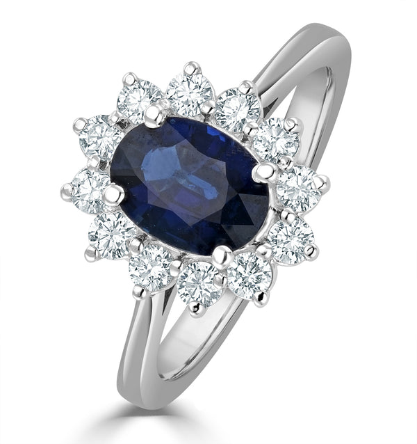 Sapphire 1.55ct And Diamond 0.50ct 18K White Gold Ring