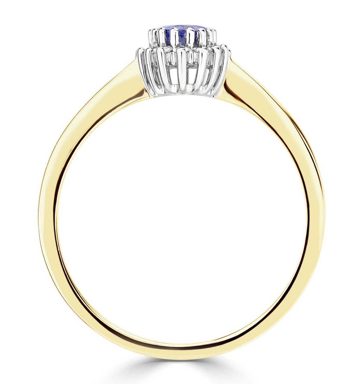 Tanzanite 6 x 4mm And Diamond 9K Gold Ring