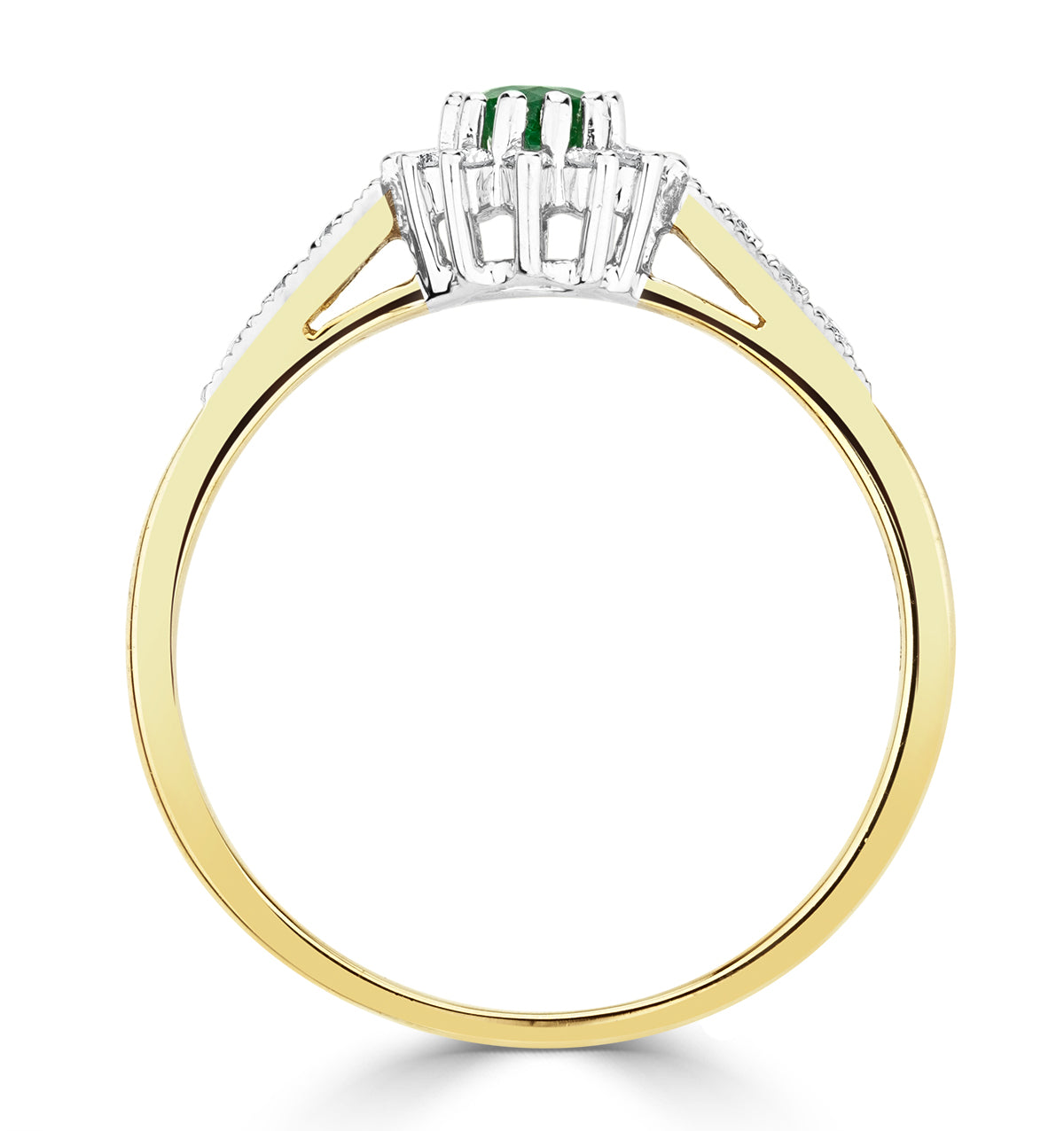 Emerald 5 x 3mm And Diamond 18K Gold Ring
