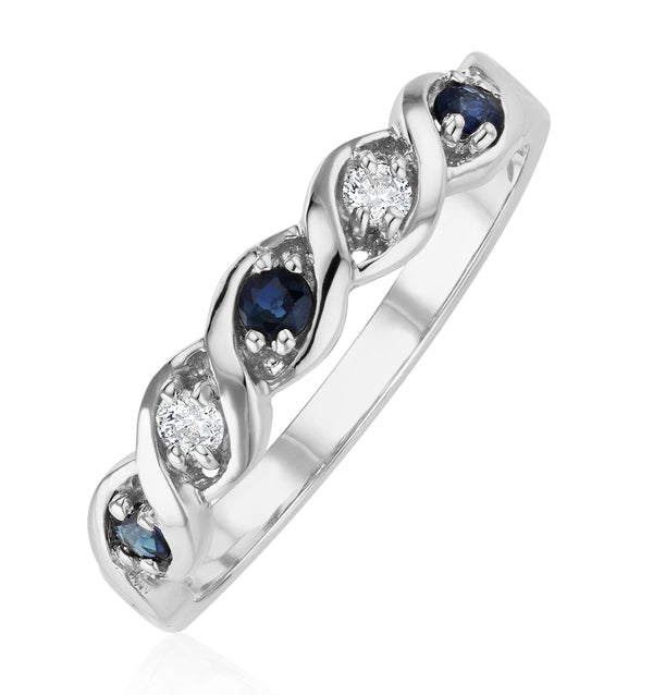 Sapphire 2.25 x 2.25mm And Diamond 9K White Gold Ring