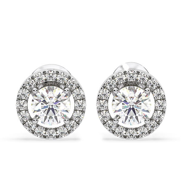Ella Lab Diamond Halo Earrings 1.34ct in 18K White Gold F/VS1