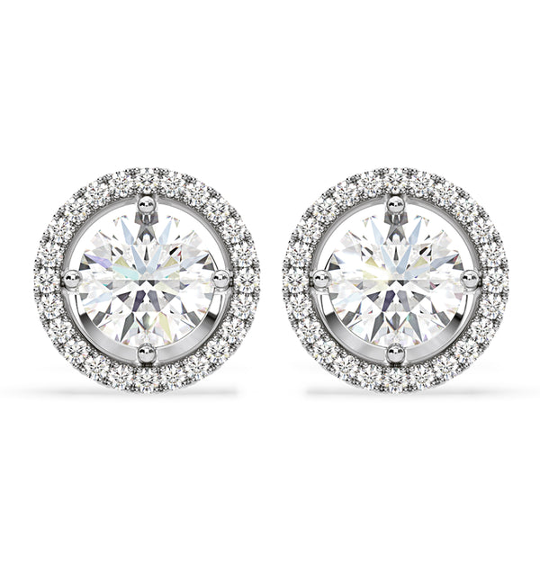 Ella Lab Diamond Halo Earrings 2.45ct in 18K White Gold F/VS1
