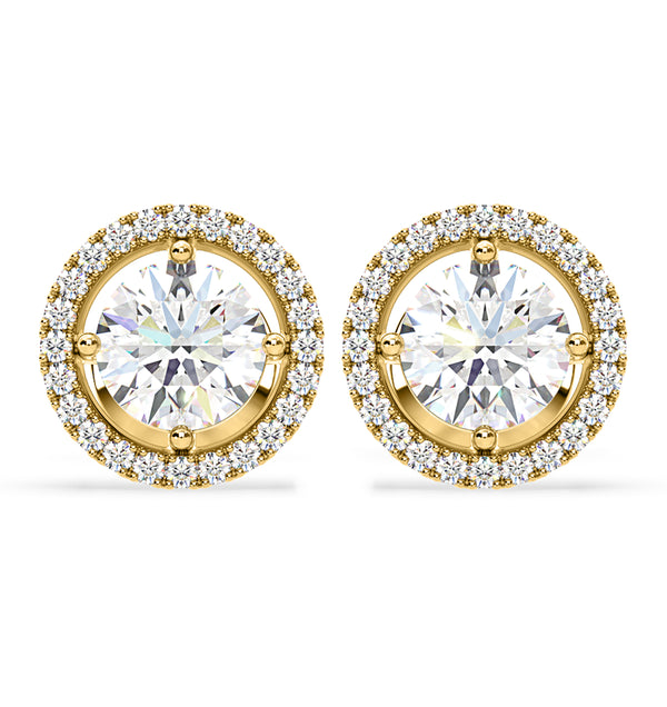 Ella Lab Diamond Halo Earrings 2.45ct in 18K Yellow Gold F/VS1