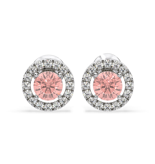 Ella Pink Lab Diamond 1.34ct Halo Earrings in 18K White Gold - Elara Collection