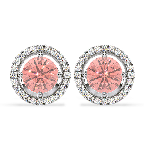 Ella Pink Lab Diamond 2.45ct Halo Earrings in 18K White Gold - Elara Collection