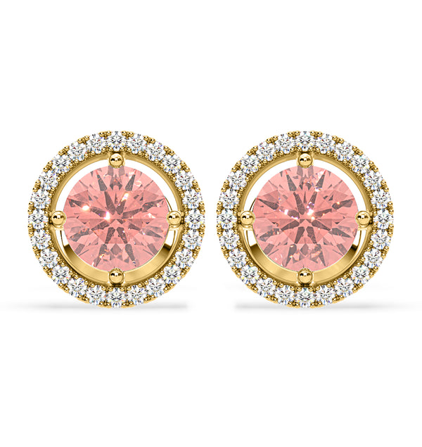 Ella Pink Lab Diamond 2.45ct Halo Earrings in 18K Yellow Gold - Elara Collection