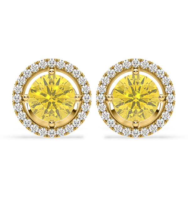 Ella Yellow Lab Diamond 2.45ct Halo Earrings in 18K Yellow Gold - Elara Collection