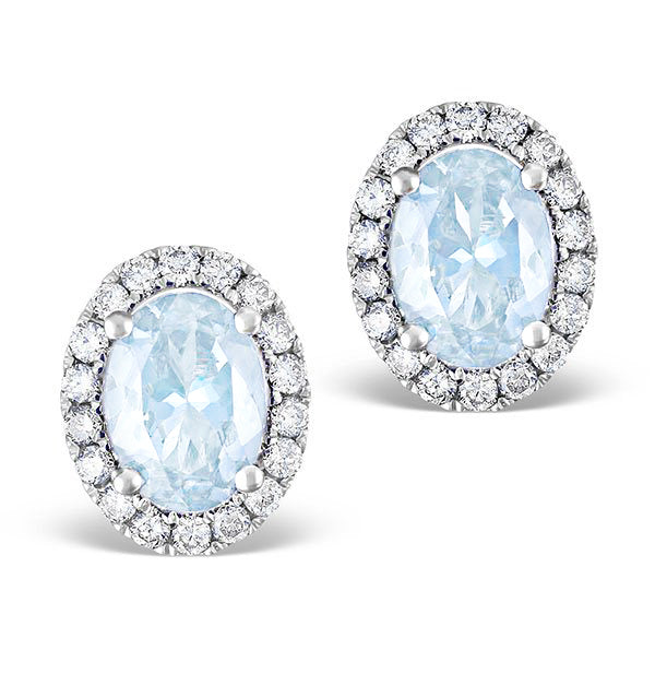 Aquamarine 1.40CT And Diamond 18K White Gold Earrings