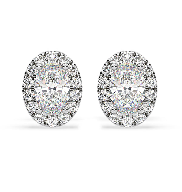 Georgina Oval Lab Diamond Halo Earrings 1.34ct in 18K White Gold F/VS1